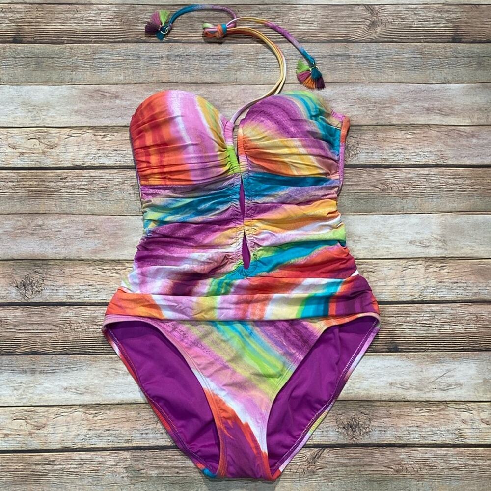 Bleu Rod Beattie Rainbow Multicolor One-Piece Swimsuit